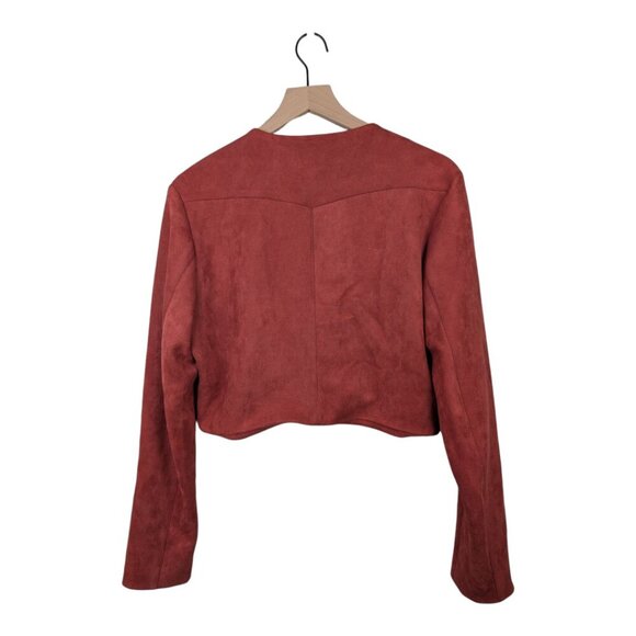 FATE | Faux Suede Fringe Cropped Jacket | Brick Red/Burnt Orange | Large - Picture 6 of 12